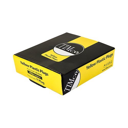 Premium Plastic Plugs - Yellow - 25mm - 1000