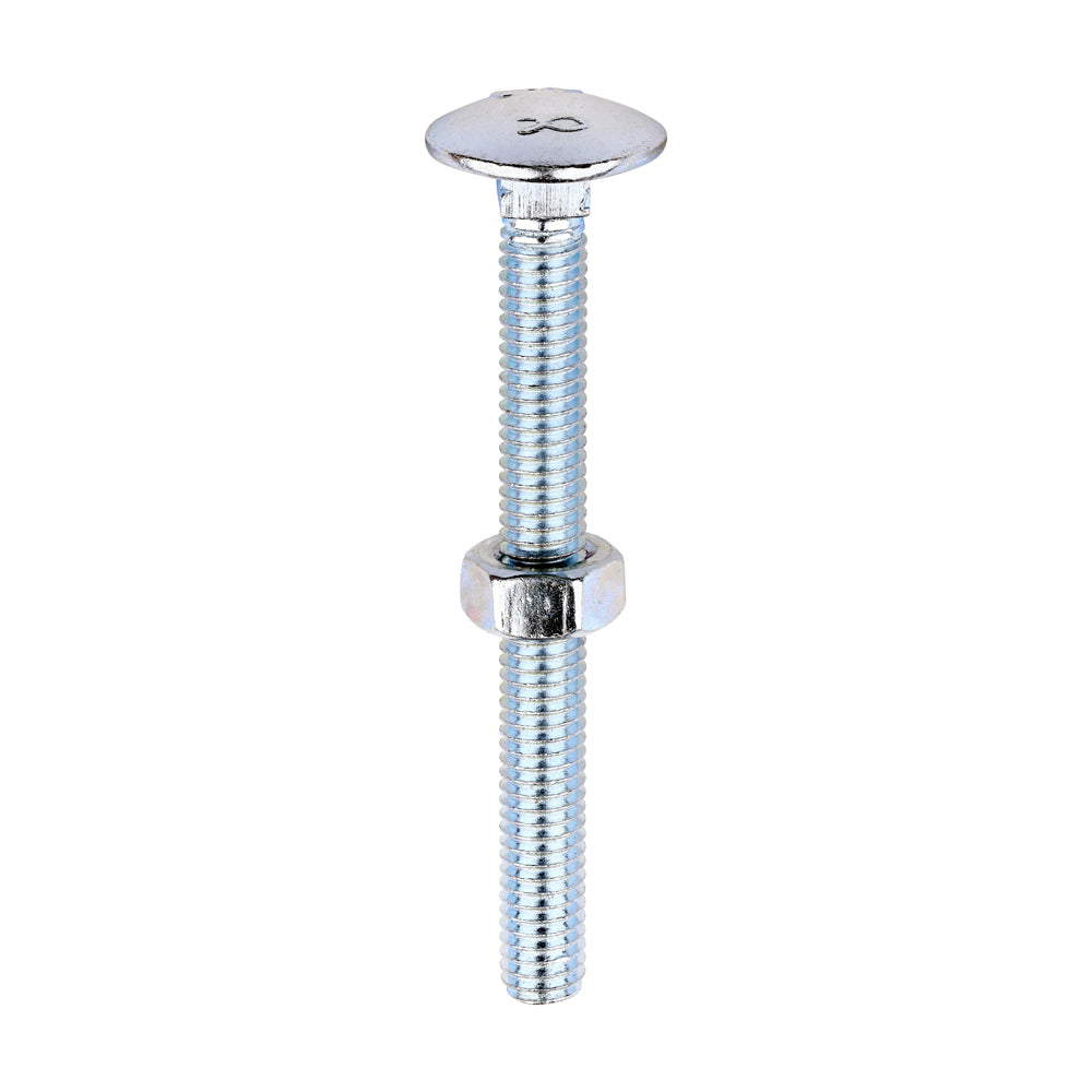 Carriage Bolts & Hex Nuts - Zinc M6 x 60