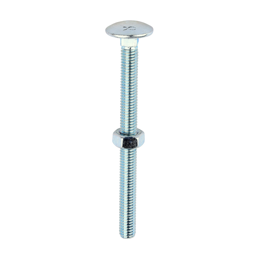Carriage Bolts & Hex Nuts - Zinc M6 x 75