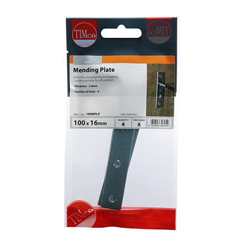 Mending Plate - BZP - 100 x 16 (Pack 4)