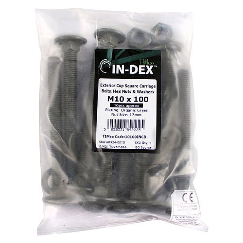 In-Dex Carriage Bolts Hex Nuts & Form A Washers - Dome - Exterior - Green