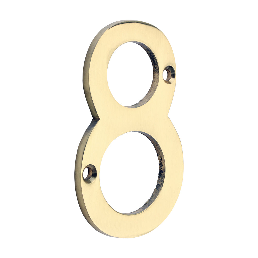 Door Numeral 8 - Polished Brass 75mm