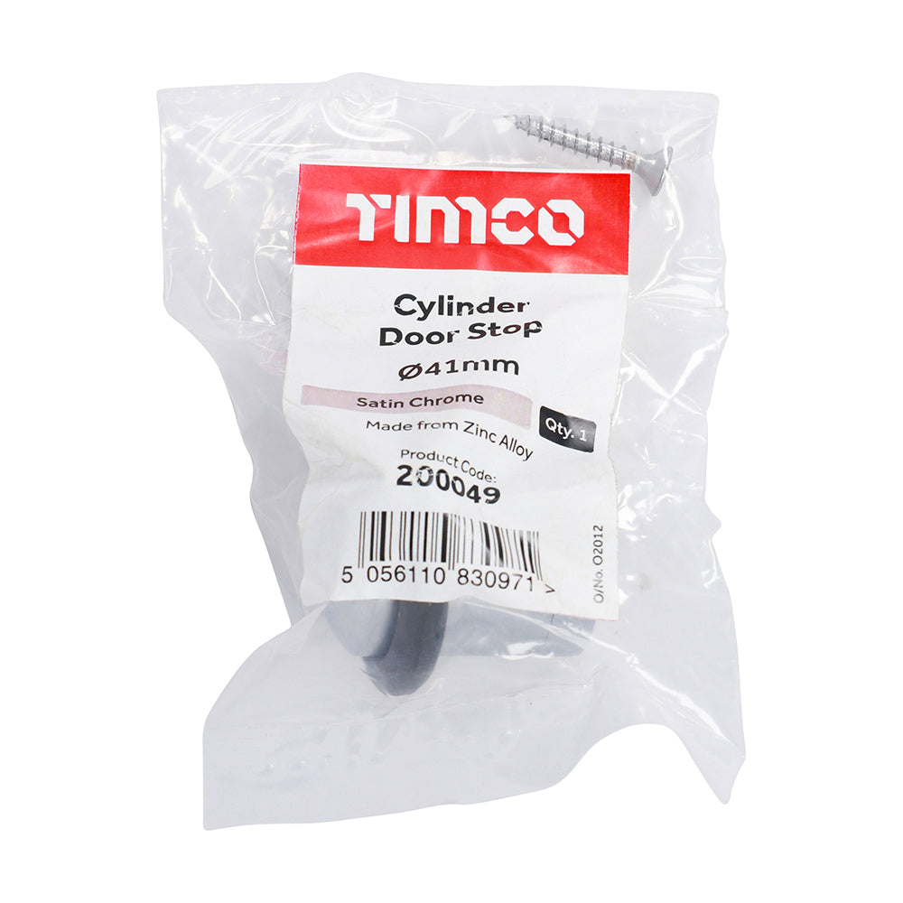 Cylinder Door Stop Satin Chrome - 41mm
