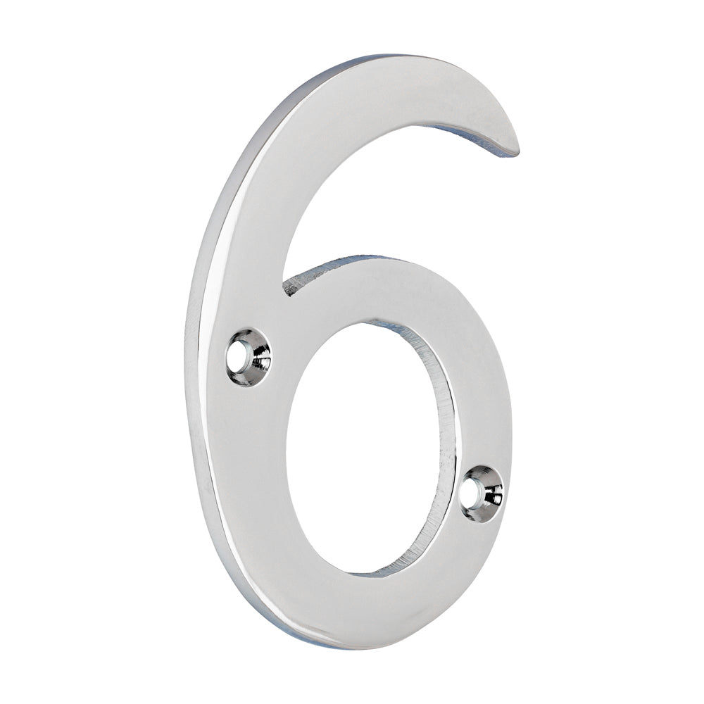 Door Numeral 6 - Polished Chrome 75mm