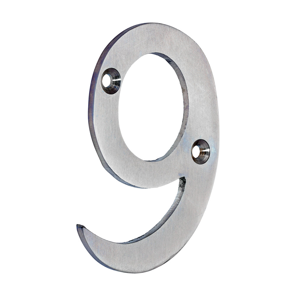 Door Numeral 9 - Satin Chrome 75mm