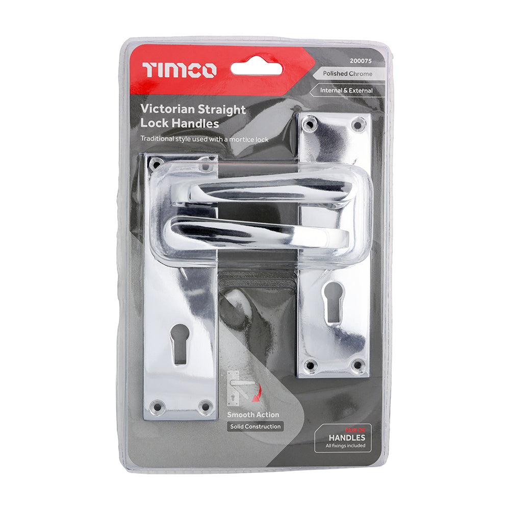 Vic Straight Lock Handles PC - 152 x 43 (Pack 2)