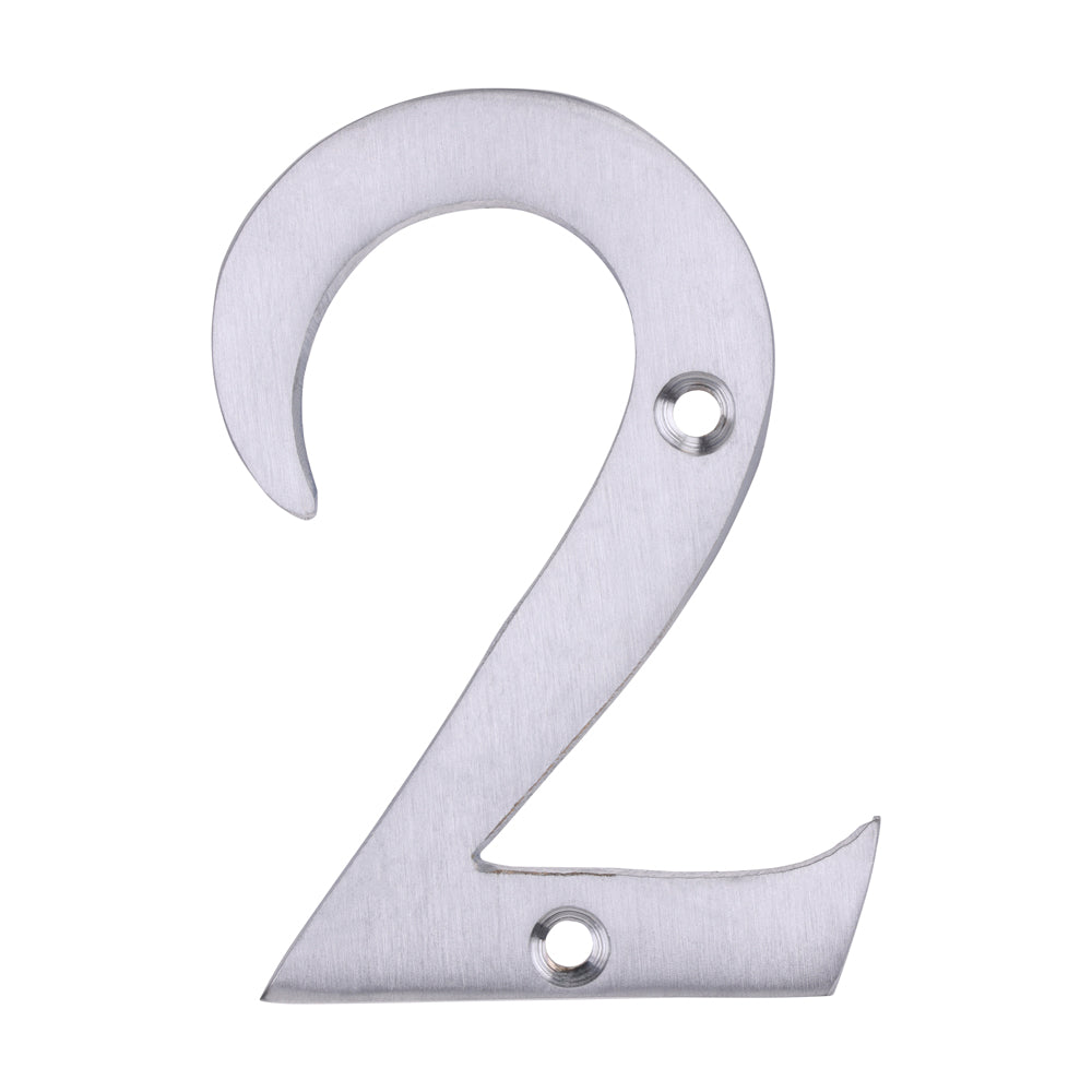 Door Numeral 2 - Satin Chrome 76mm