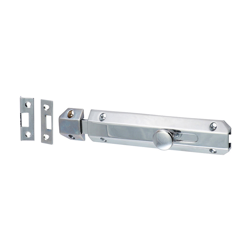 Arch Flat Sec Bolt Pol. Chrome - 150 x 35mm