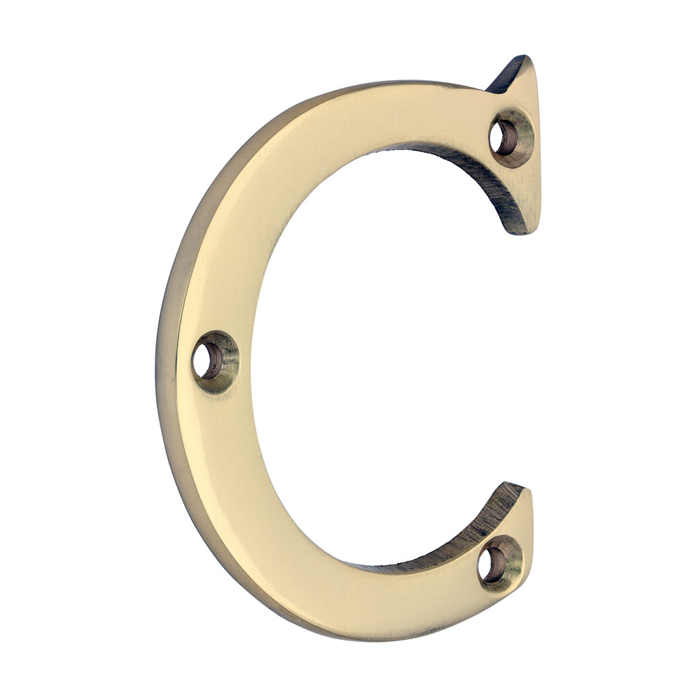 Door Letter C - Polished Brass 65mm