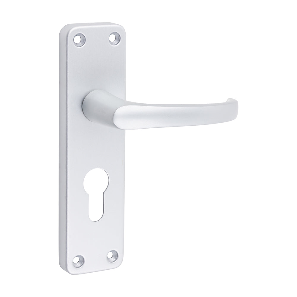 Contractors Euro Profile Lever Lock Handles - Satin Anodised Aluminium 155 x 40
