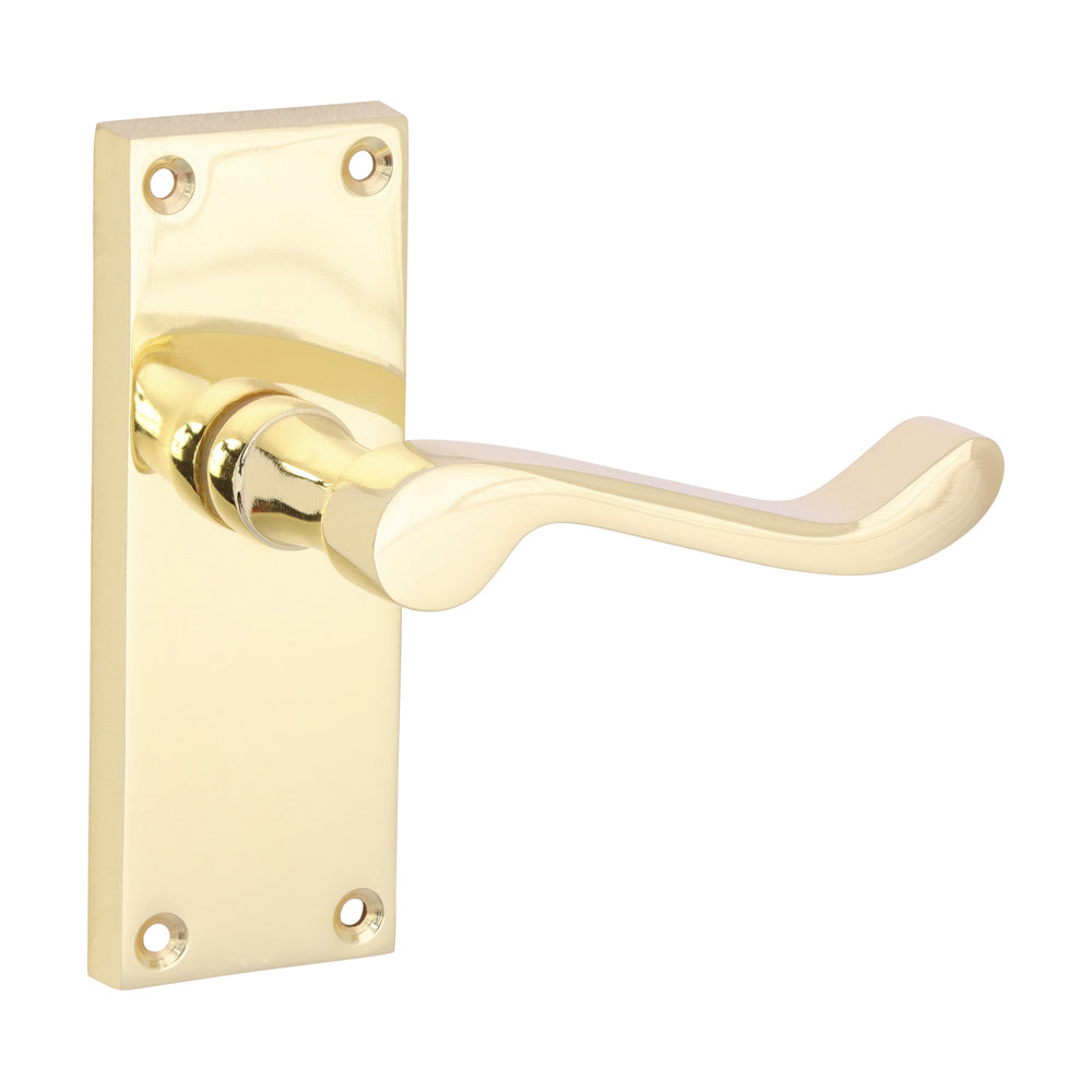 Victorian Scroll Latch Handles - Polished Brass 114 x 42