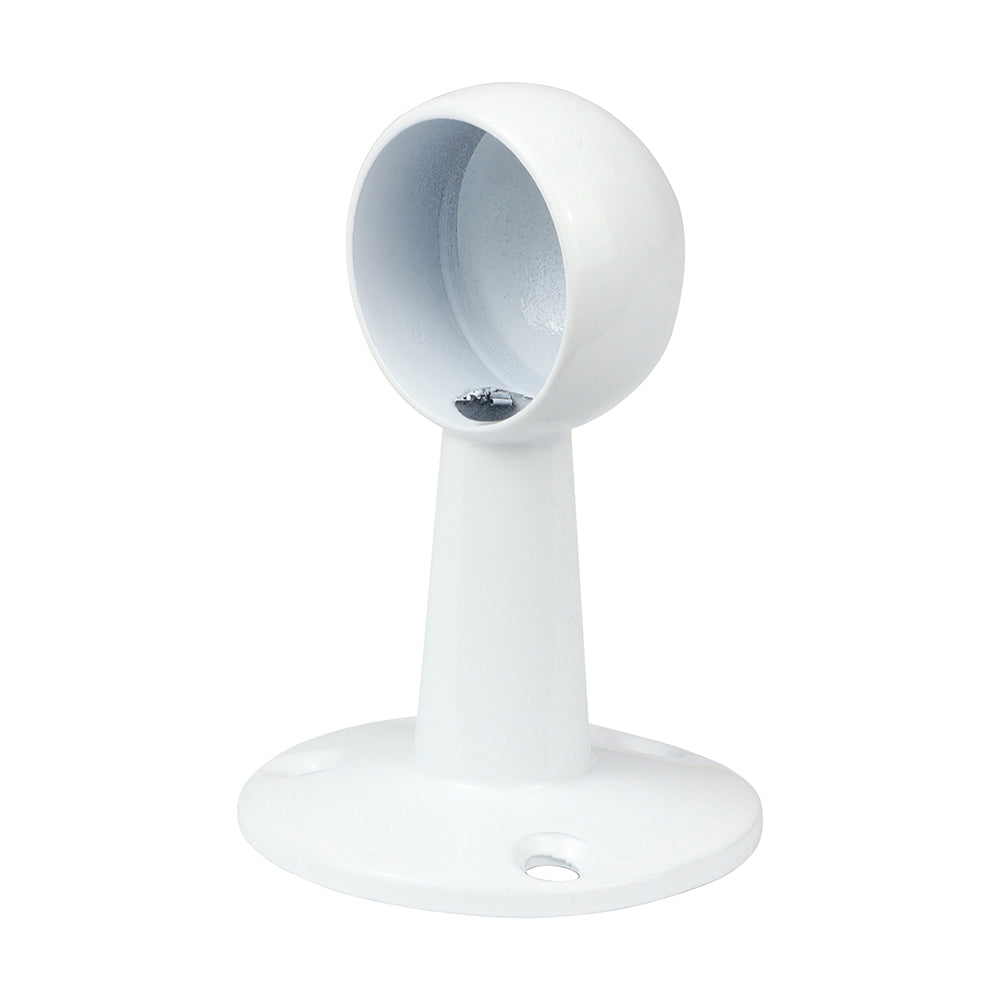 Round End Bracket White (Pack 2) - 25mm