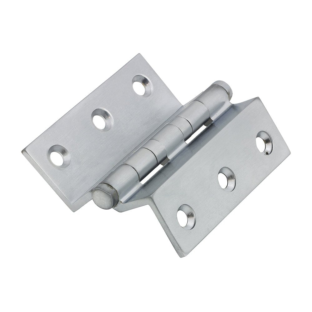 Cranked Ball Race Hinges - Solid Brass - Satin Chrome (Pack 2)