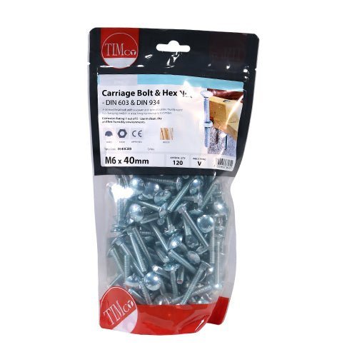 Carriage Bolts & Hex Nuts - Zinc