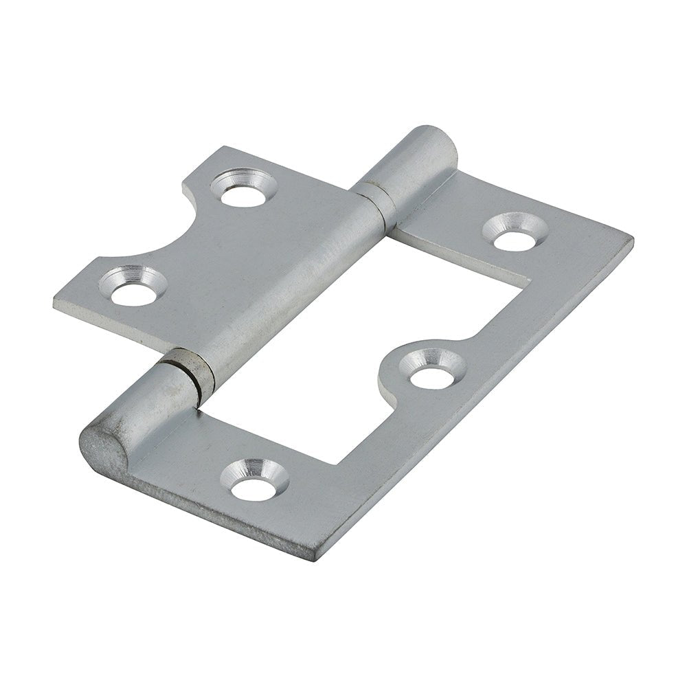 Plain Bearing Flush Hinge - Solid Brass - Satin Chrome (Pack 2)