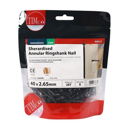 Annular Ringshank Nails - Sherardised - Bags