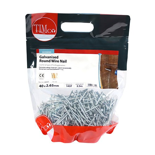 Round Wire Nails - Galvanised - 2.5kg