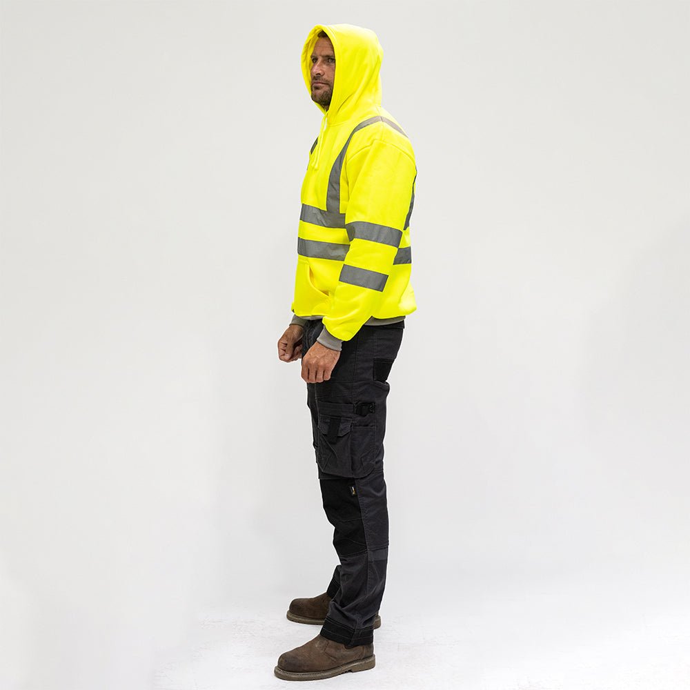 Hi-Visibility Sweatshirt with Hood - Hoodie - Hi Vis - Yellow