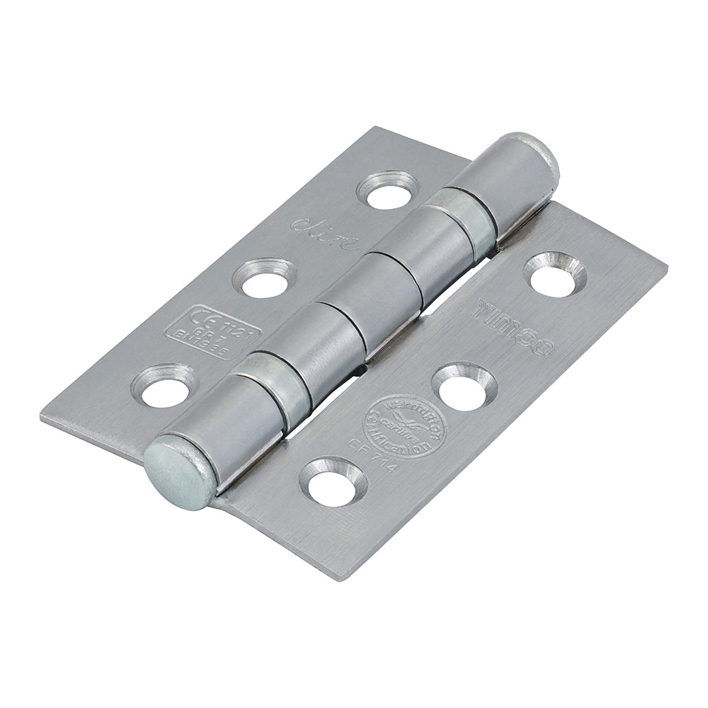 Grade 7 Ball Bearing Fire Door Hinges - Satin Chrome 76 x 50 x 2.0