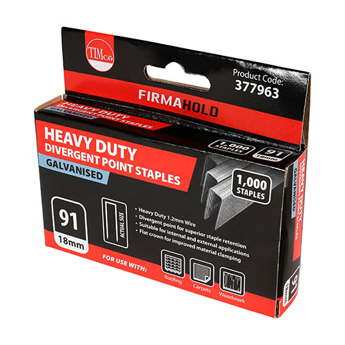 Heavy Duty Staples - Divergent Point - Galvanised