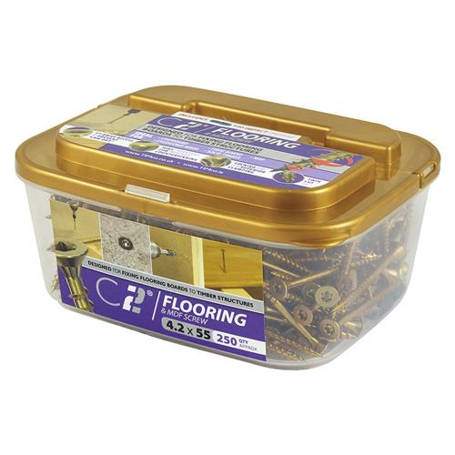 C2 Floor-Fix Flooring & MDF Screws - TX - Reduced Countersunk - Yellow - Tub 250