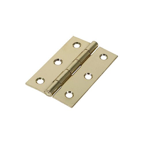Butt Hinge Fixed Pin Electro Brass - 75 x 50 (Pack 2)