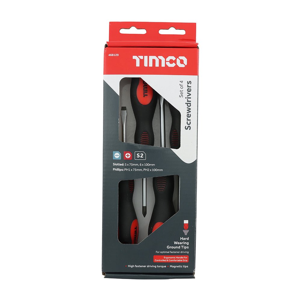Screwdriver Set - 4 Pieces - Phillips & Slotted
