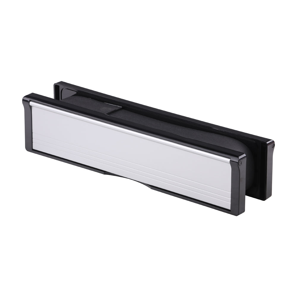 Intumescent Letterbox - Satin Anodised Aluminium - Black Frame 305 x 70