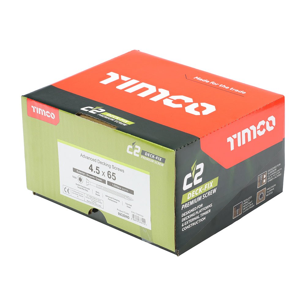 C2 Deck-Fix Premium Decking Timber Screws - TX - Countersunk - Exterior - Green - Industry Pack