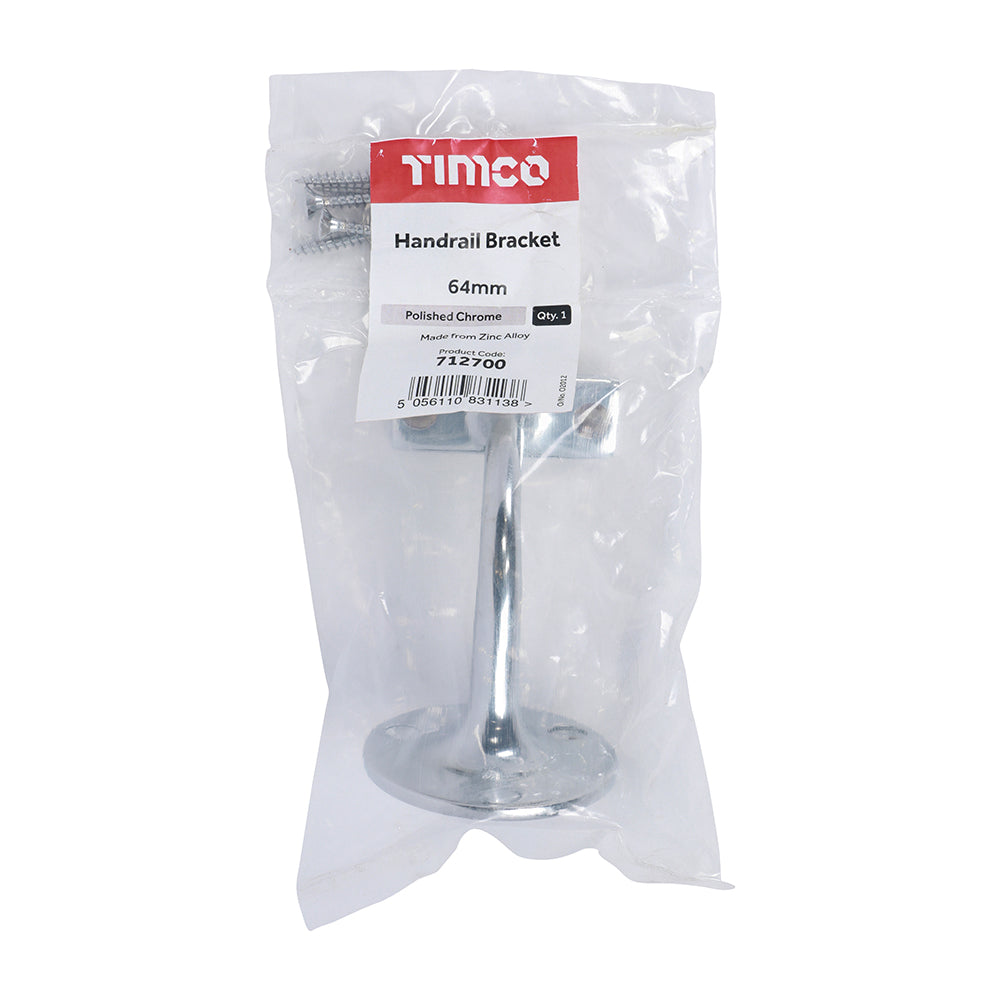 Handrail Bracket Pol. Chrome - 64mm