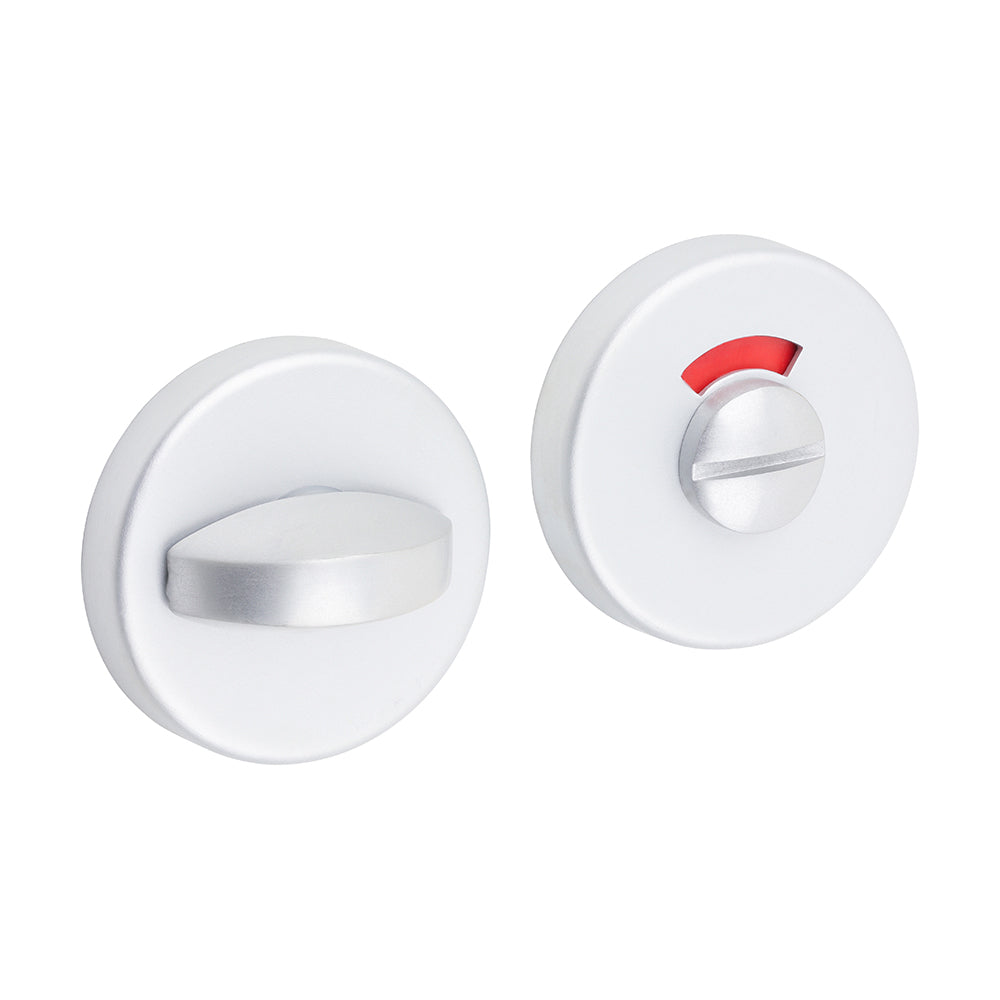 Contractors Bathroom Thumb Turn & Release On Rose Set - Satin Anodised Aluminium 54mm