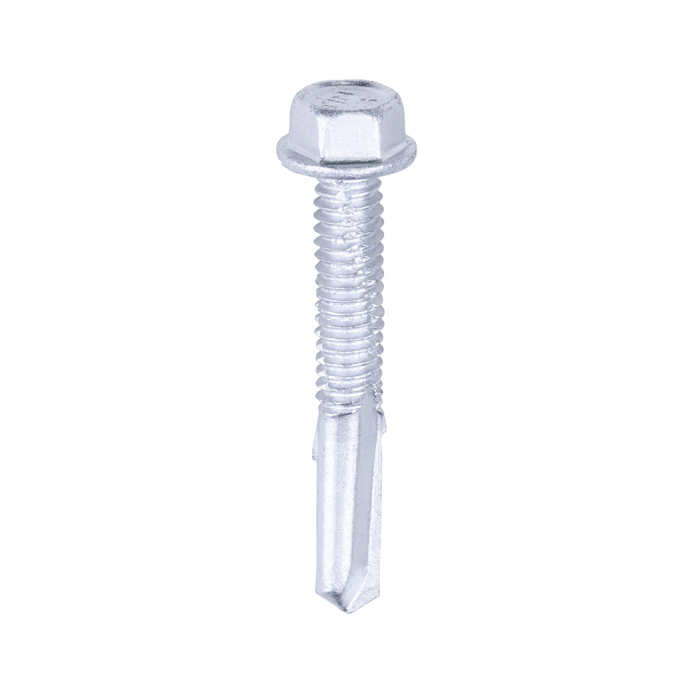 Metal Construction Heavy Section Screws - Hex - Self-Drilling - Bi-Metal - Exterior - Silver Organic 5.5 x 38