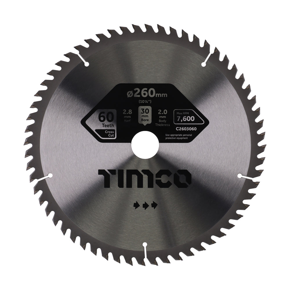 Circular Saw Blade - Trimming/Crosscut - Medium/Fine 260 x 30 x 60T