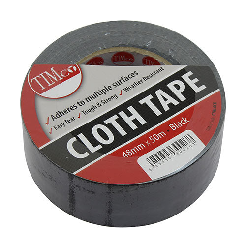 Cloth Tape - Black 50m x 48mm