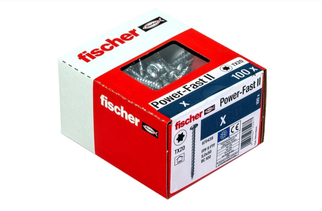 fischer PowerFast FPF II PTF Pan Head TX star recess full thread blue zinc plated