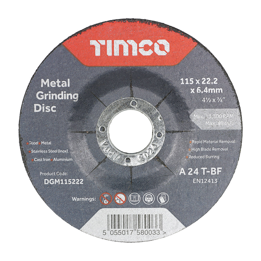 Bonded Abrasive Disc - For Grinding 115 x 22.2 x 6.4