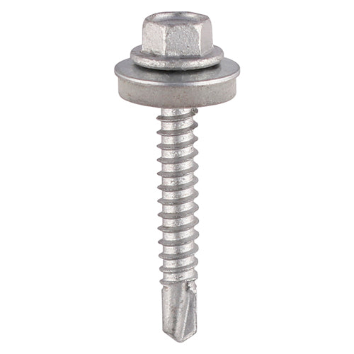 Metal Construction Light Section Screws - Hex - EPDM Washer - Self-Drilling - Exterior - Silver Organic 5.5 x 50