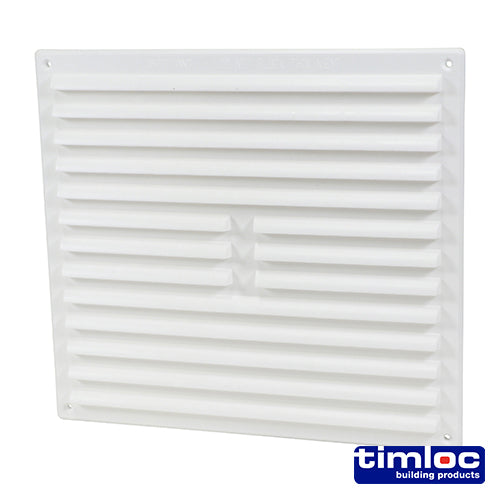 Timloc Internal Plastic Louvre Grille Vent with Flyscreen - White - 1212WF 260 x 235