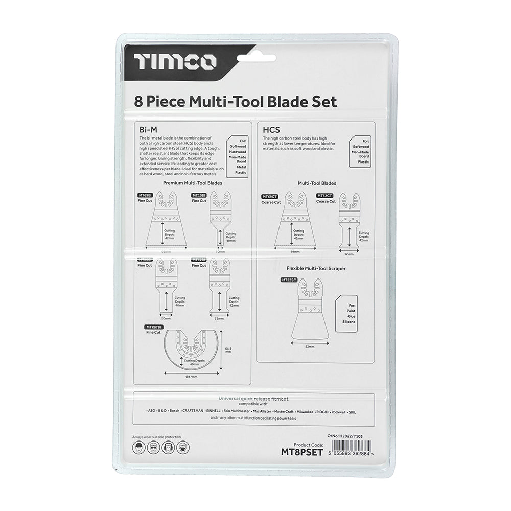 Multi-Tool Blade Set - 8 Piece Set
