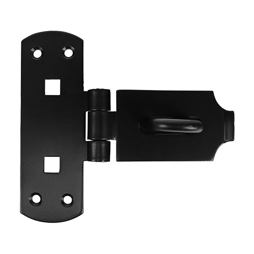 Vertical Pattern Bolt On Hasp & Staple - Heavy Duty - Black 6"