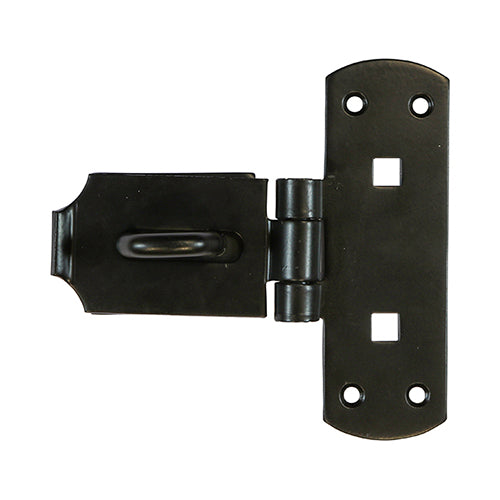 Vertical Pattern Bolt On Hasp & Staple - Heavy Duty - Black 6"
