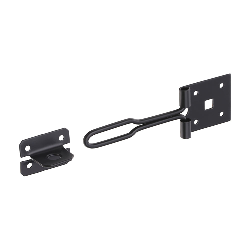 Wire Pattern Hasp & Staple - Black 6"