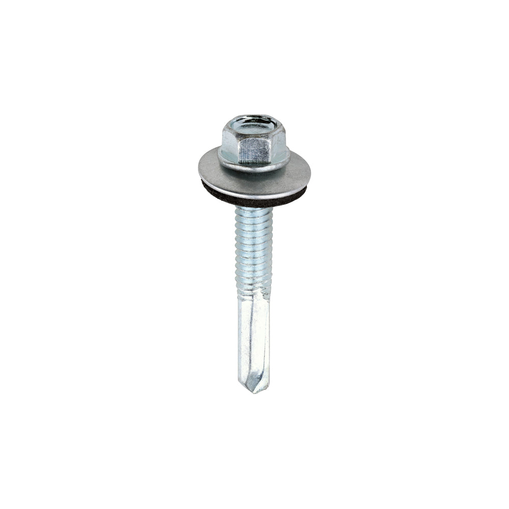 Metal Construction Heavy Section Screws - Hex - EPDM Washer - Self-Drilling - Zinc 5.5 x 38