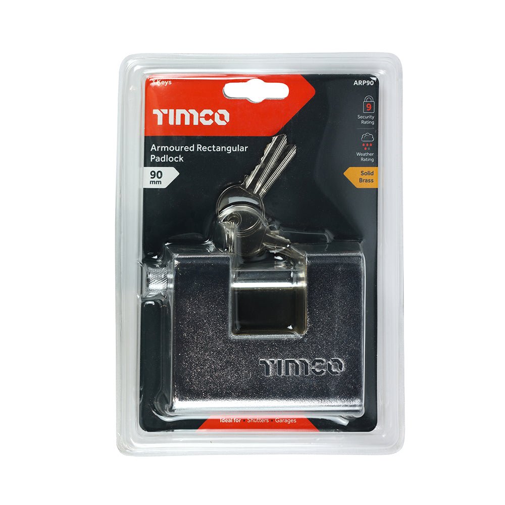 Armoured Rectangle Padlock - 90mm