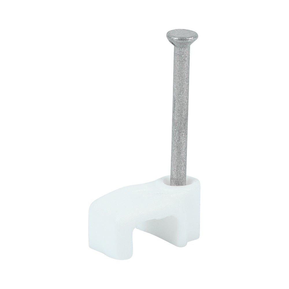 Bell Wire Flat Cable Clips - White - To Fit 1.0mm
