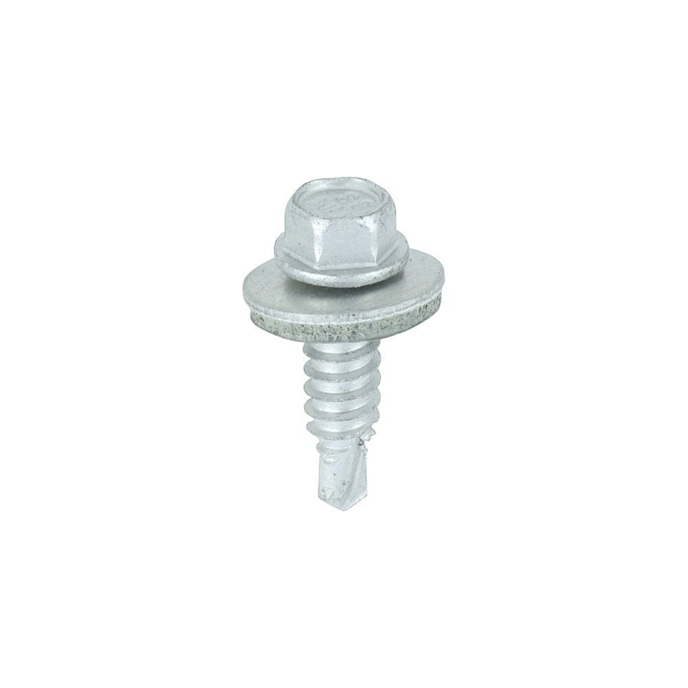 Metal Construction Stitching Screws - For Sheet to Sheet - Hex - EPDM Washer - Bi-Metal - Exterior - Silver Organic