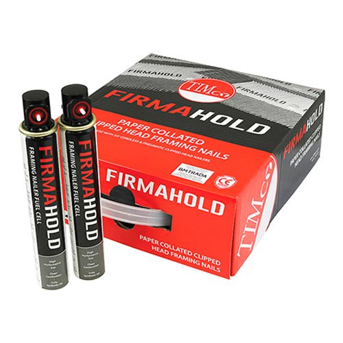 FirmaHold Collated Clipped Head Nails & Fuel Cells - Trade Pack - Plain Shank - Bright