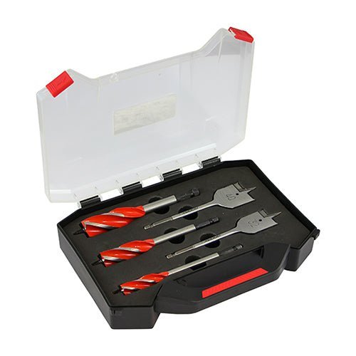 Carpenter's Speed Auger & Flat Wood Bit Kit - 5 Piece