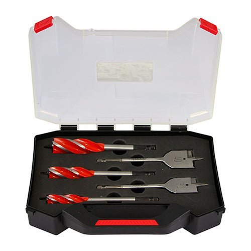 Carpenter's Speed Auger & Flat Wood Bit Kit - 5 Piece