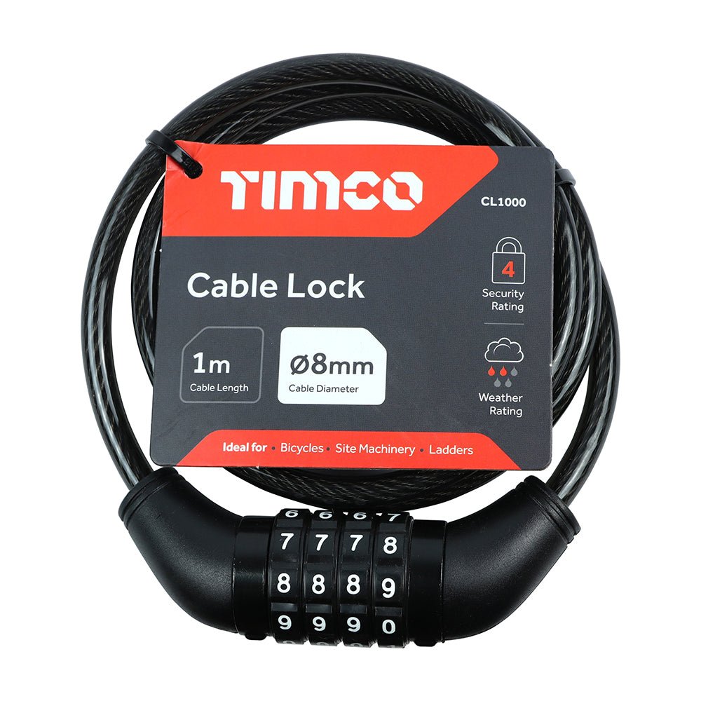 Combination Cable Lock - 8mm x 1m